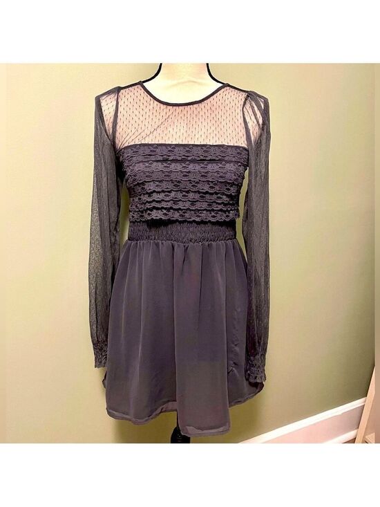 Free People Dresses & Skirts - NWOT Free People Gray Sheer Sleeve Dress